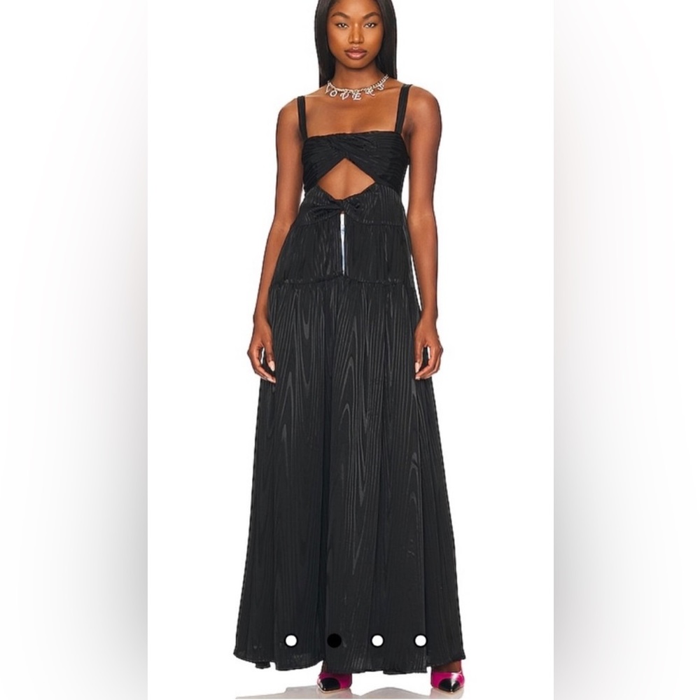 Lovers + Friends Kent Tiered Maxi Black Open Cut-Out Front Dress Small 4-6 NWT - Picture 2 of 11